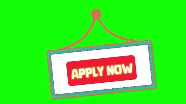 Green screen sign with the text 'Apply Now' illuminated in bright red to indicate immediate action or opportunity for enrollment or participation