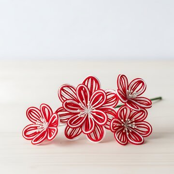 Handmade japanese mizuhiki flower hair accessory