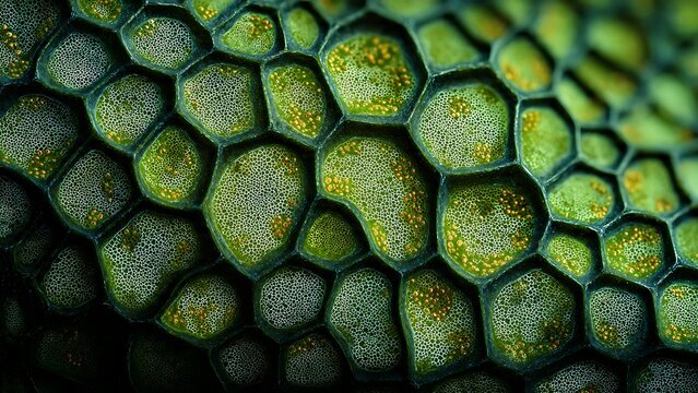 Leaf stomata pattern visible under macro showing cellular botanical structure
