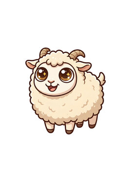 Cute cartoon sheep illustration with big eyes and wooly coat, perfect for children's books and farm themes