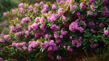 Fototapeta premium A lush bush with vibrant purple flowers blooming