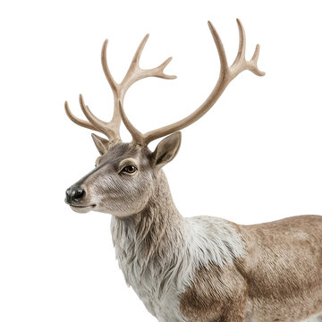 Deer with large antlers on white background