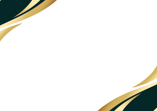 Elegant abstract certificate background with golden and dark green waves.