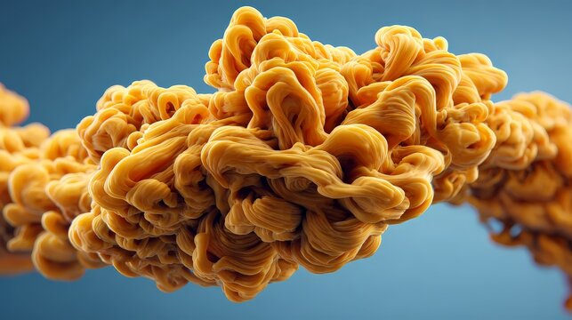 Abstract orange structure with intricate details.