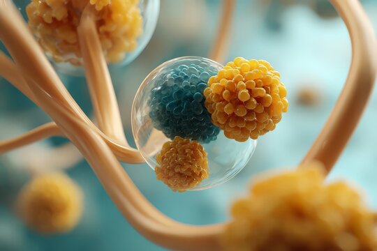 Abstract representation of cellular structures.