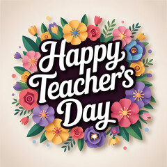 Obraz premium Back to school birthday card with colorful flowers