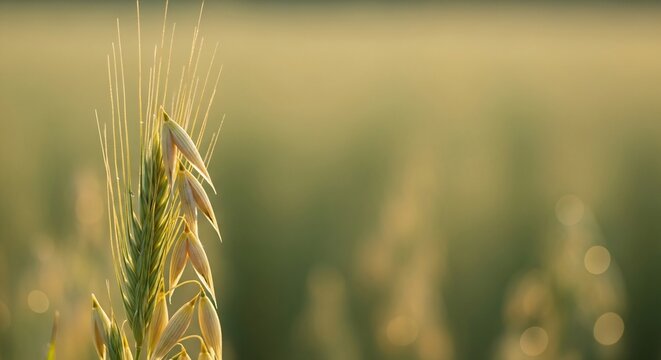 Close up of oat ear on blurred natural background