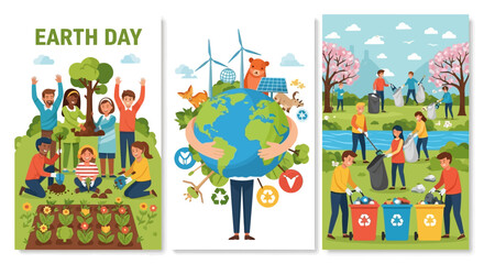 Obraz premium Celebrating Earth Day with environmental awareness and eco-friendly actions for a sustainable future