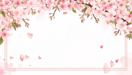 Fototapeta premium 和紙風の上品な雰囲気で整えた桜アーチの春フレーム素材