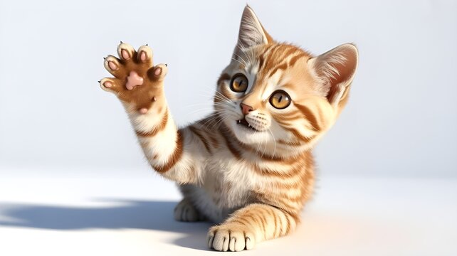 Photorealistic Cat High Five Pose