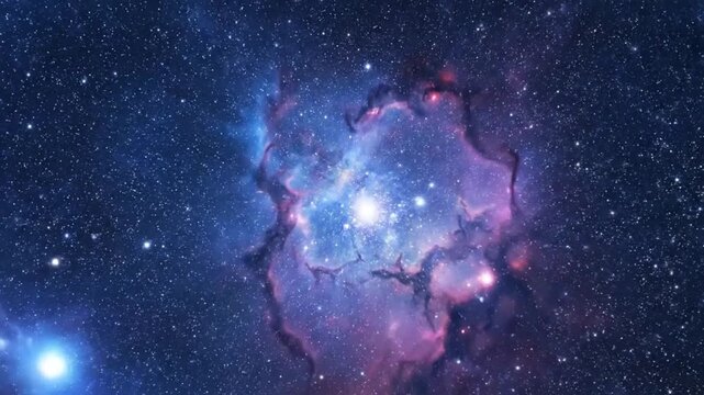 Vibrant nebula in deep space with stars and colorful cosmic clouds of gas and dust in the universe