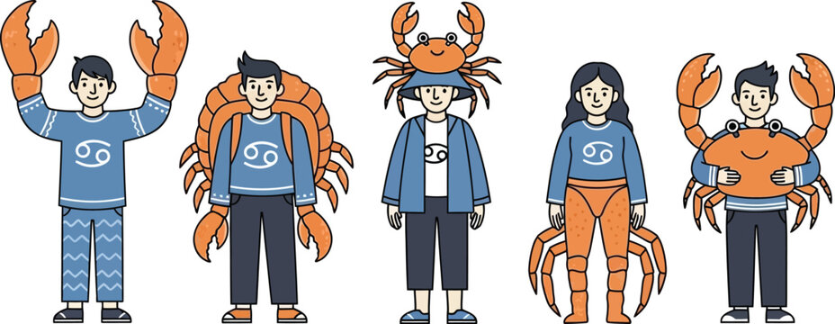 People dressed as crabs and crab constellations represent the zodiac sign.