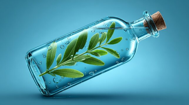 Herbal essence in a glass bottle with water.