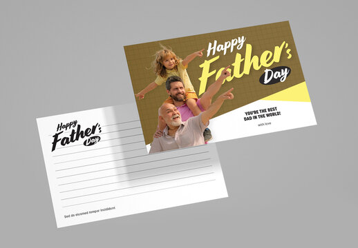 Father's Day Greeting Card Layout with Yellow Accents