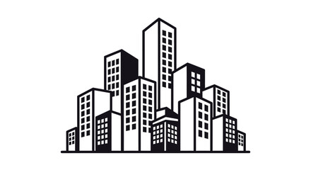 Fototapeta premium Black and white city skyline buildings.