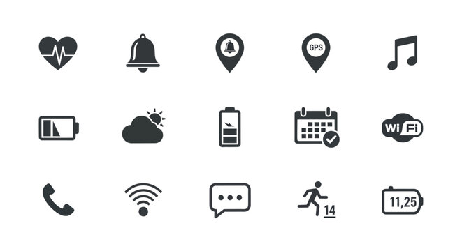 Collection of various technology icons.