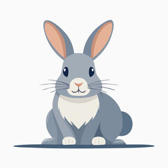 Fototapeta premium Cute grey cartoon rabbit illustration sitting on a white background
