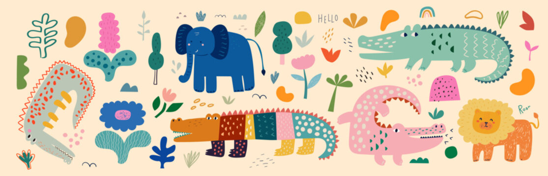 Baby hand drawn textile pattern design. Creative baby design