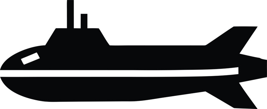 Simple black submarine underwater vehicle vector icon