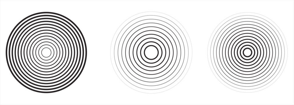 Concentric circles geometric element. Concentric segments of circles, random lines following a circle path. Spiral backgrounds. EPS vector illustration