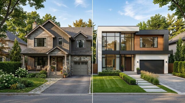 Comparison of Traditional and Modern Residential Architecture Styles in Neighborhoods