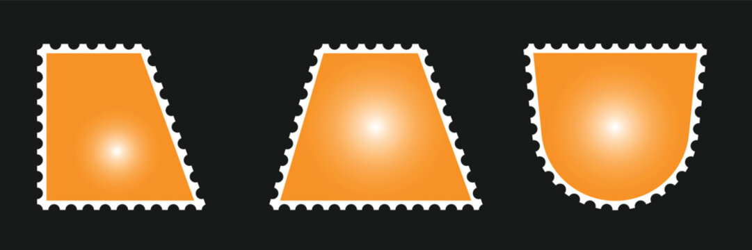 Three orange trapezoids with white trim