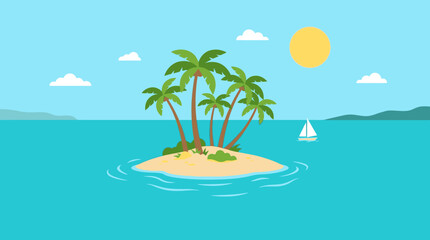 Fototapeta premium Tropical Island with Palm Trees.