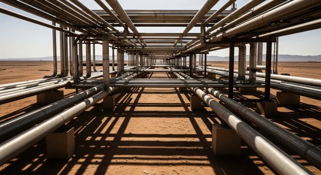 Industrial Pipeline Network Under Arid Sky
