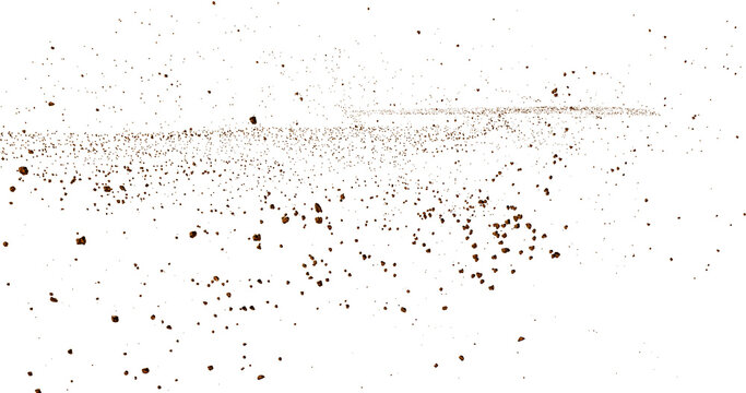 Illustration with glittering copper particles scattering background transparent