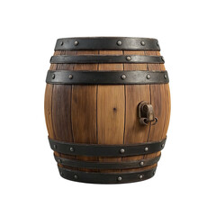 Obraz premium Wooden Barrel with Metal Bands and Tap graphic design isolated on a transparent background