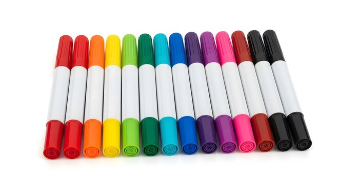 Set of Colorful Markers Isolated on White Background