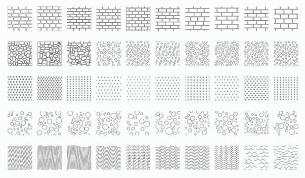 Landscape Architecture CAD Hatch Pattern Set Grass Water Stone Wall Texture Elements Collection