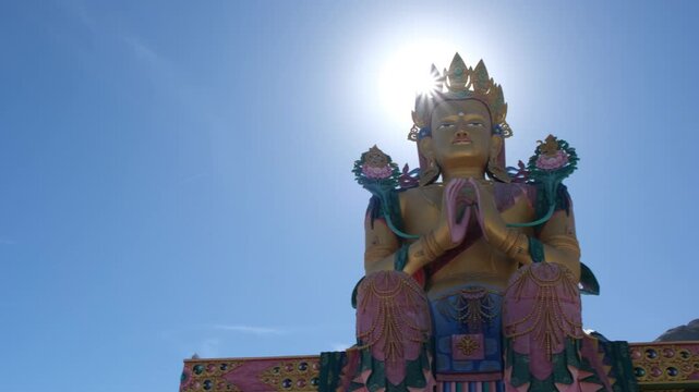 Cinematic Shot of Diskit Monastery in Nubra Valley, Ladakh, India