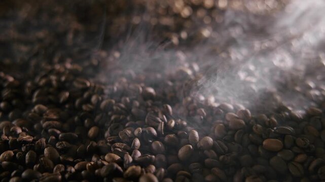 Fresh aroma and rich texture of Coffee bean roasting process.