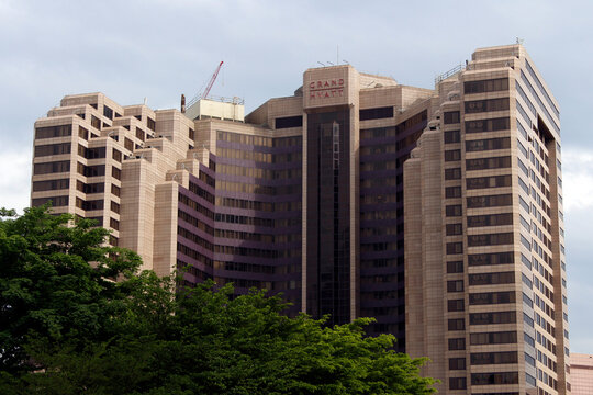 Grand hyatt hotel facade in Taipei, Taiwan
