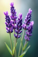 Fototapeta premium Horizontal lavender bunch, soft focus, isolated cutout, organic, summer, selective