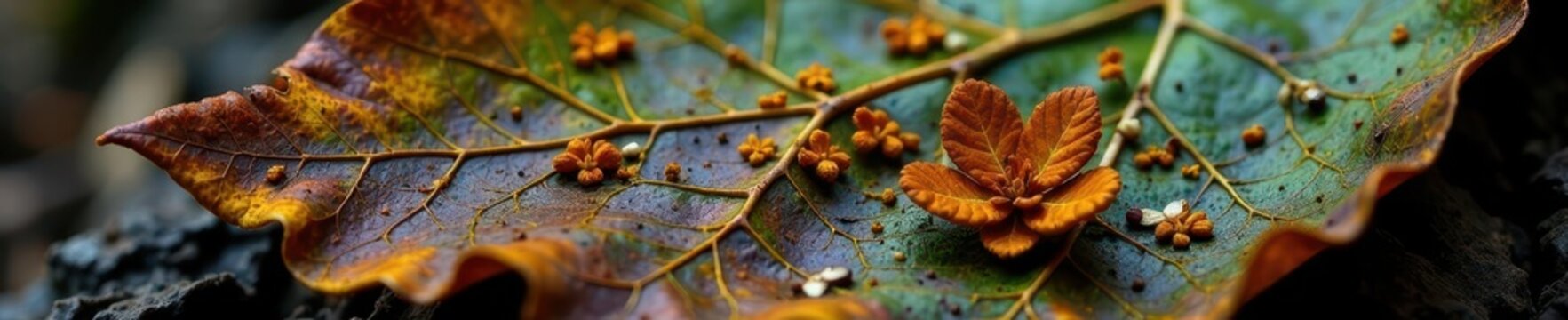 Intricate, velvety mold texture on decaying leaf , organic, biology
