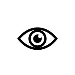 Obraz premium Minimalist eye icon in black and white isolated on white background