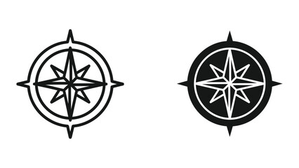 Obraz premium Two contrasting compass rose designs with different styles of visual representation