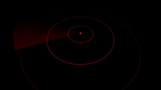 Modern submarine radar sonar with object on map. digital 3d radar animation.