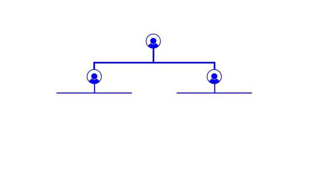 Dynamic Organizational Chart tiered leadership levels, Level Organization Star Diagram Structure with dashed line Animation stratification networking icons and organizational.4k video ...