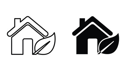 Fototapeta premium Comparison of eco-friendly housing designs with energy efficiency symbols