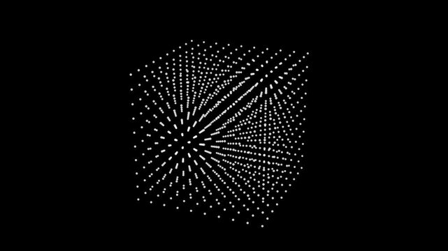 Wireframe Polygonal Cube with Dots Abstract HUD Technology 3D Motion Graphic Loop 4K