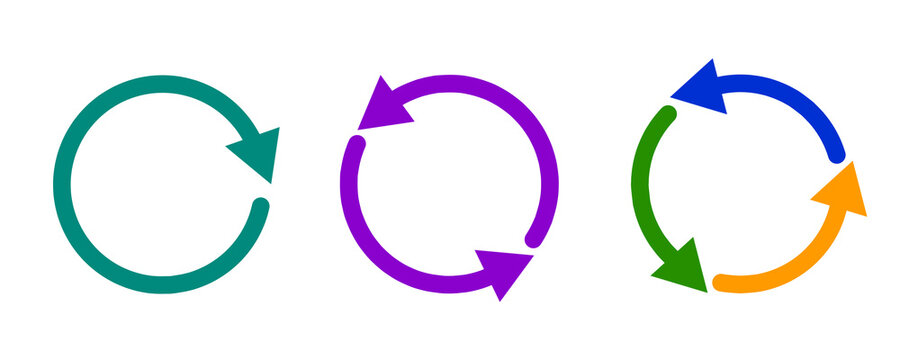 Refresh and reload icon set. Loop arrow icon collection for refresh, repeat, and cycle concepts.