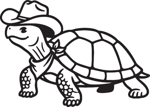 turtle wearing cowboy hat and bandana