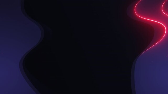 Glowing red neon waves bend across a dark gradient scene, creating sleek futuristic motion, soft light depth and elegant abstract energy in a seamless loop.
