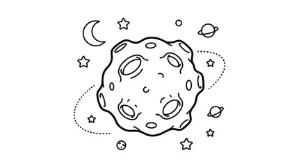 Moon in Space with Stars Orbiting. © Kebo