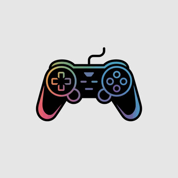 Rainbow video game controller icon gamepad colorful gradient neon illustration