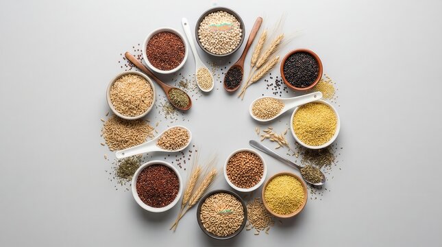 395 Balanced Arrangement of Various Grains in Bowls