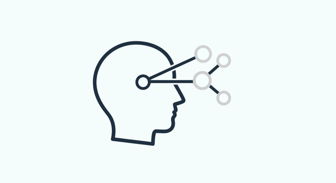 Brain with molecular structure inside head.